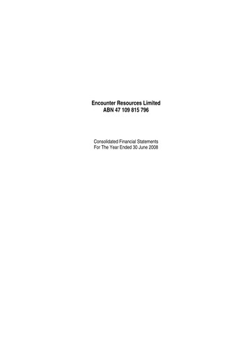Thumbnail Encounter Resources Financial Statement 2008