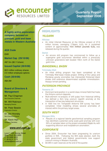 Thumbnail Encounter Resources Quarterly Report 2008-q3