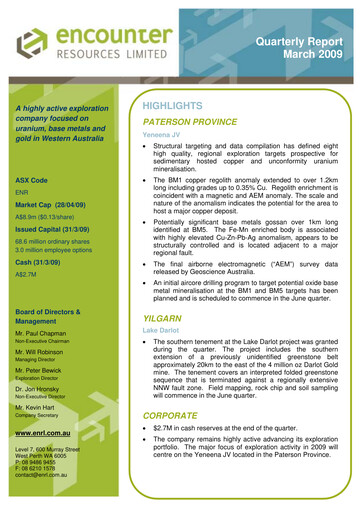 Thumbnail Encounter Resources Quarterly Report 2009-q1