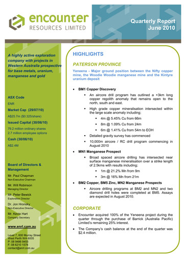 Thumbnail Encounter Resources Quarterly Report 2010-q2