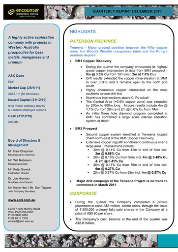 Thumbnail Encounter Resources Quarterly Report 2010-q4