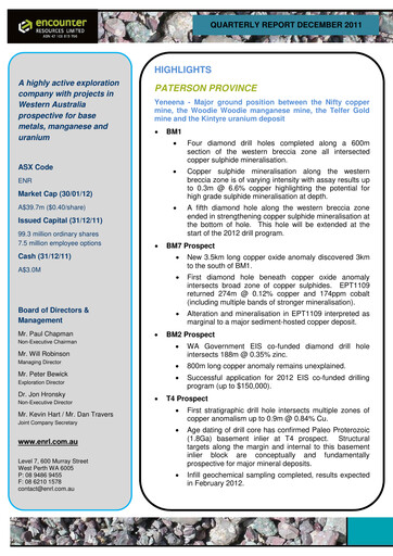 Thumbnail Encounter Resources Quarterly Report 2011-q4
