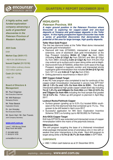 Thumbnail Encounter Resources Quarterly Report 2016-q4