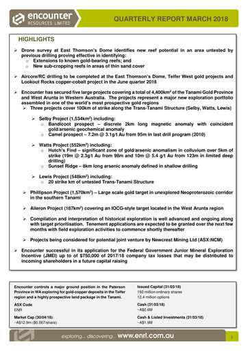 Thumbnail Encounter Resources Quarterly Report 2018-q1