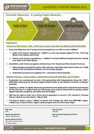 Thumbnail Encounter Resources Quarterly Report 2019-q1