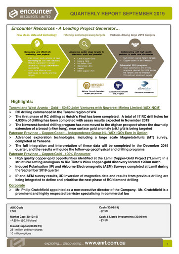 Thumbnail Encounter Resources Quarterly Report 2019-q3