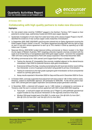 Thumbnail Encounter Resources Quarterly Report 2020-q3