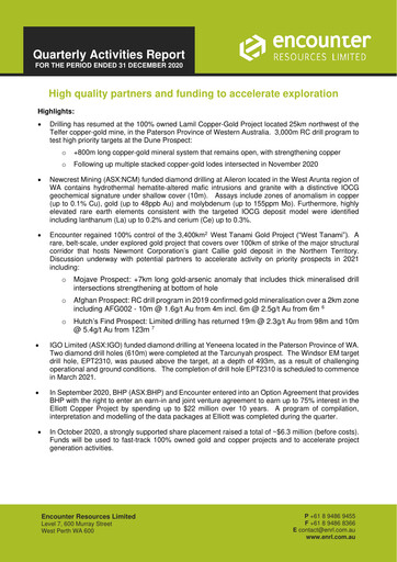 Thumbnail Encounter Resources Quarterly Report 2020-q4