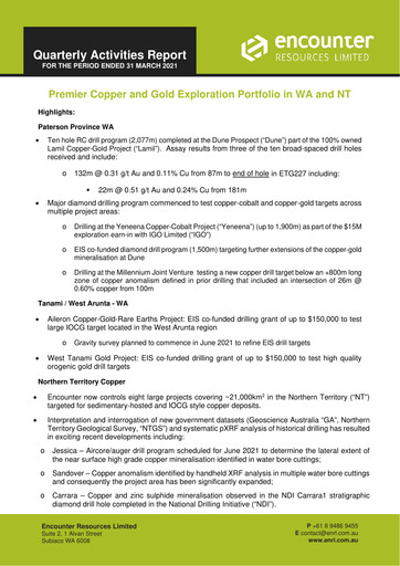 Thumbnail Encounter Resources Quarterly Report 2021-q1