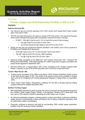 Thumbnail Encounter Resources Quarterly Report 2021-q2