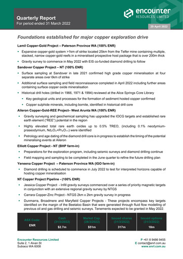 Thumbnail Encounter Resources Quarterly Report 2022-q1