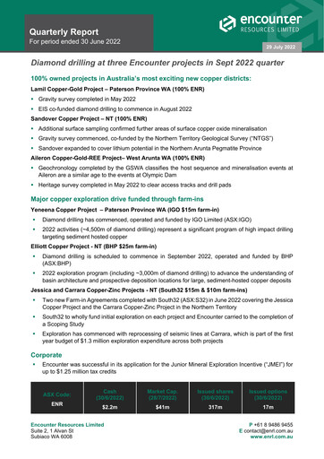 Thumbnail Encounter Resources Quarterly Report 2022-q2