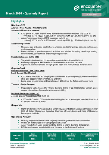 Thumbnail Encounter Resources Quarterly Report 2026-q1