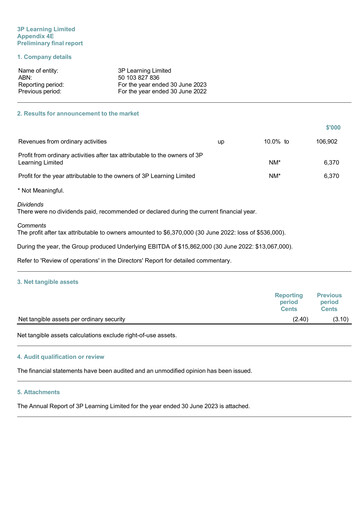 Thumbnail 3P Learning Financial Statement 2023