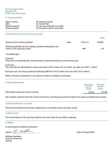 Thumbnail 3P Learning Financial Statement 2025