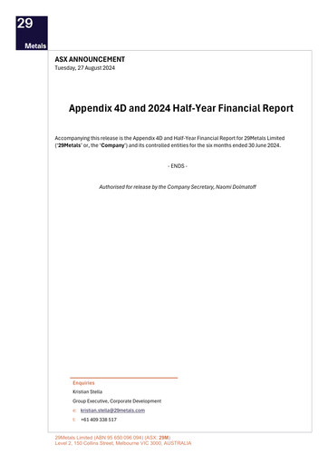 Thumbnail 29Metals Financial Report 2024-h1