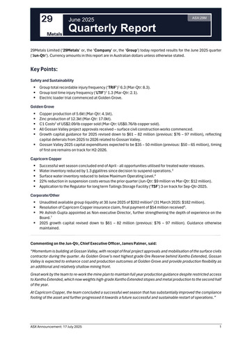 Thumbnail 29Metals Quarterly Report 2025-q2