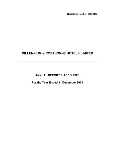 Thumbnail Millennium & Copthorne Hotels New Zealand Annual Report 2020