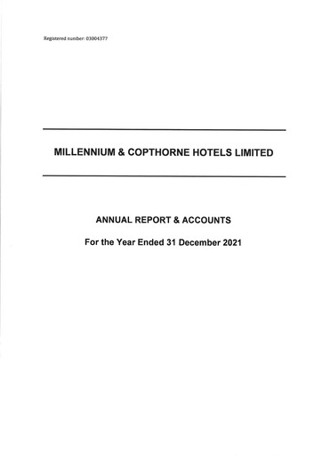 Thumbnail Millennium & Copthorne Hotels New Zealand Annual Report 2021