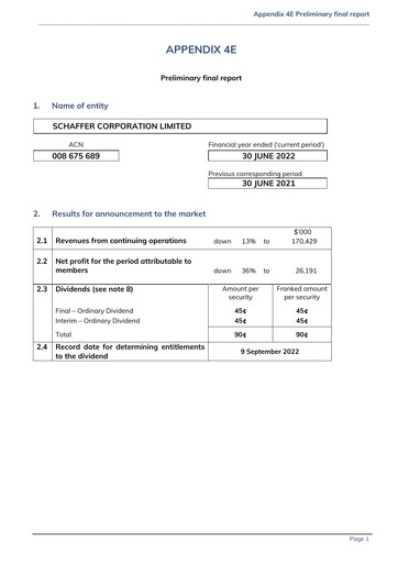 Vorschaubild Schaffer Corporation Finanzbericht 2022