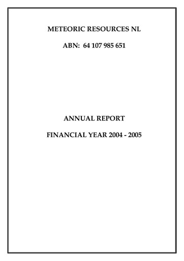 Thumbnail Meteoric Resources Annual Report 2004-2005
