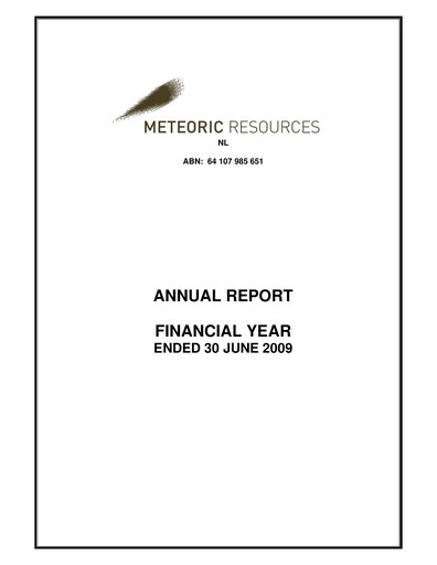 Thumbnail Meteoric Resources Annual Report 2009