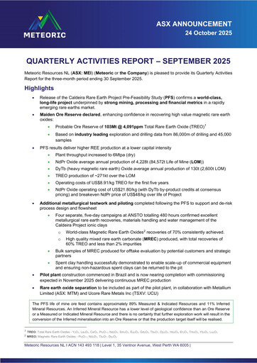 Thumbnail Meteoric Resources Quarterly Report 2025-q3