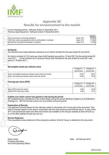 Miniature Omni Bridgeway Rapport financier 2012-h1