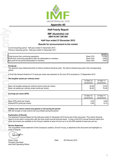 Miniature Omni Bridgeway Rapport financier 2013-h1