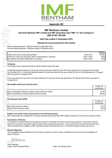 Miniature Omni Bridgeway Rapport financier 2016-h1