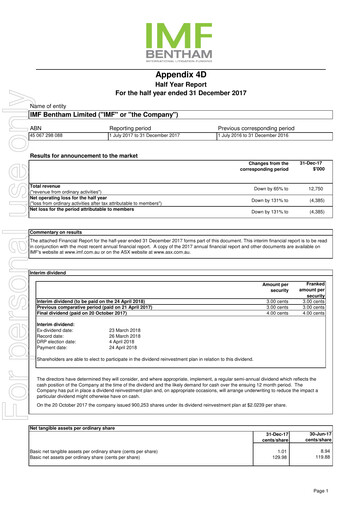 Miniature Omni Bridgeway Rapport financier 2018-h1