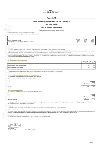 Miniature Omni Bridgeway Rapport financier 2021-h1