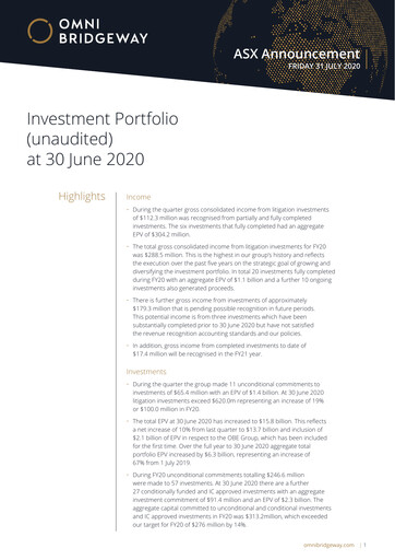 Thumbnail Omni Bridgeway Quarterly Report 2020-q4