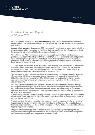 Thumbnail Omni Bridgeway Quarterly Report 2023-q4