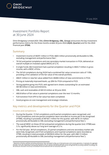 Thumbnail Omni Bridgeway Quarterly Report 2024-q4
