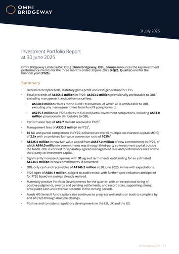 Thumbnail Omni Bridgeway Quarterly Report 2025-q4
