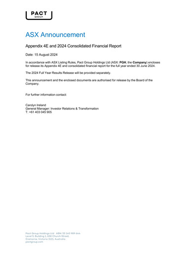 Vorschaubild Pact Group Finanzmitteilung 2024