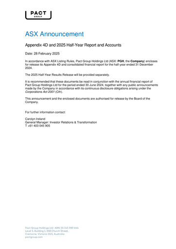 Vorschaubild Pact Group Halbjahresbericht 2025-h1