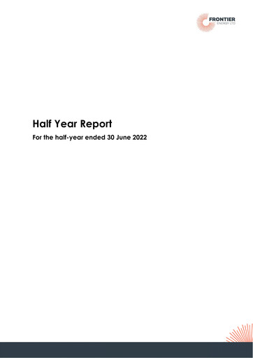Thumbnail Frontier Energy Limited Half-year Report 2022-h1