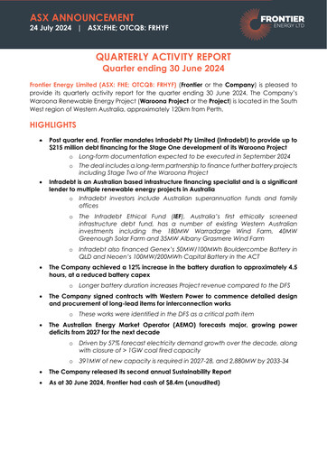 Thumbnail Frontier Energy Limited Quarterly Report 2024-q2