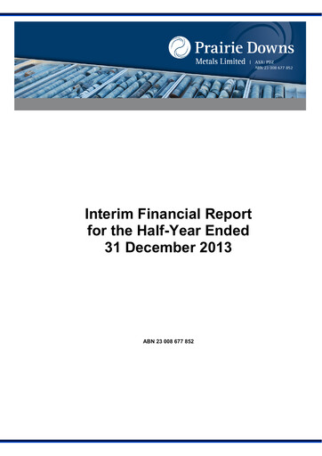 Thumbnail GreenX Metals Financial Report 2014-h1