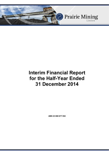 Thumbnail GreenX Metals Financial Report 2015-h1
