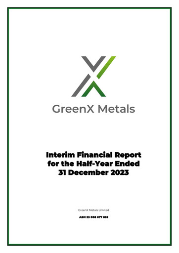 Thumbnail GreenX Metals Financial Report 2024-h1