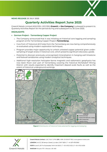 Miniature GreenX Metals Rapport trimestriel 2025-q2