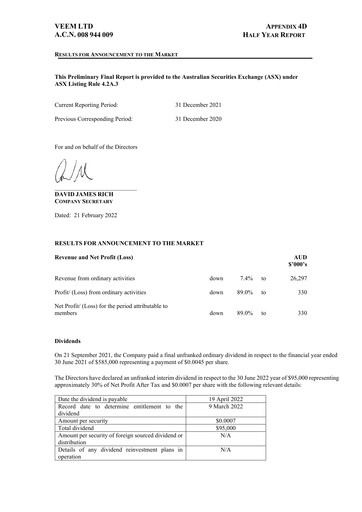 Thumbnail VEEM Ltd Financial Report 2022-h1