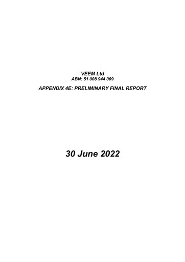 Thumbnail VEEM Ltd Financial Statement 2022