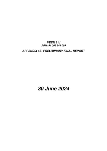 Thumbnail VEEM Ltd Financial Statement 2024