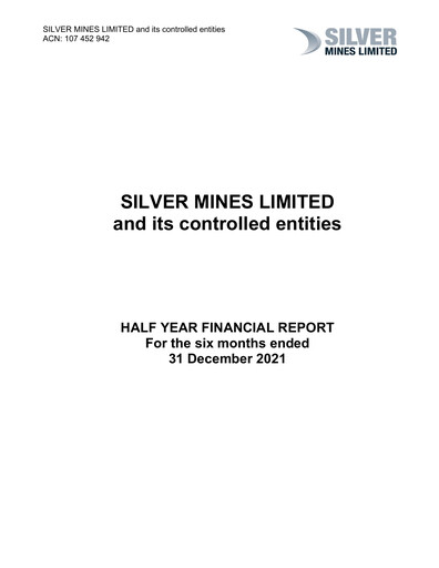 Thumbnail Silver Mines Limited Half-year Report 2021-2022-h1