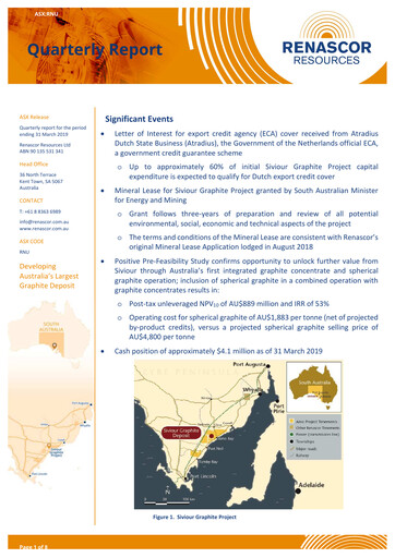 Thumbnail Renascor Resources Quarterly Report 2019-q3