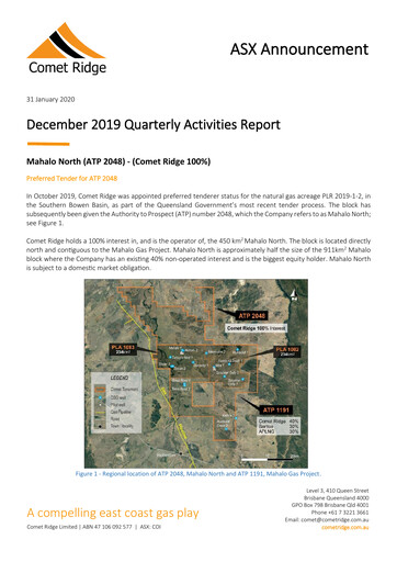 Thumbnail Comet Ridge Quarterly Report 2020-q2